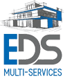 Logo EDS Multi-Services : Solutions Bâtiment et Architecture Logo EDS MULTI-SERVICES avec croquis de bâtiment moderne bleu et gris pour services d'architecture.
